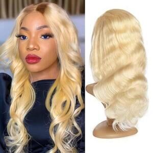 Blonde Hair Lace Front Wig Human Hair 18 Inches 150% Density